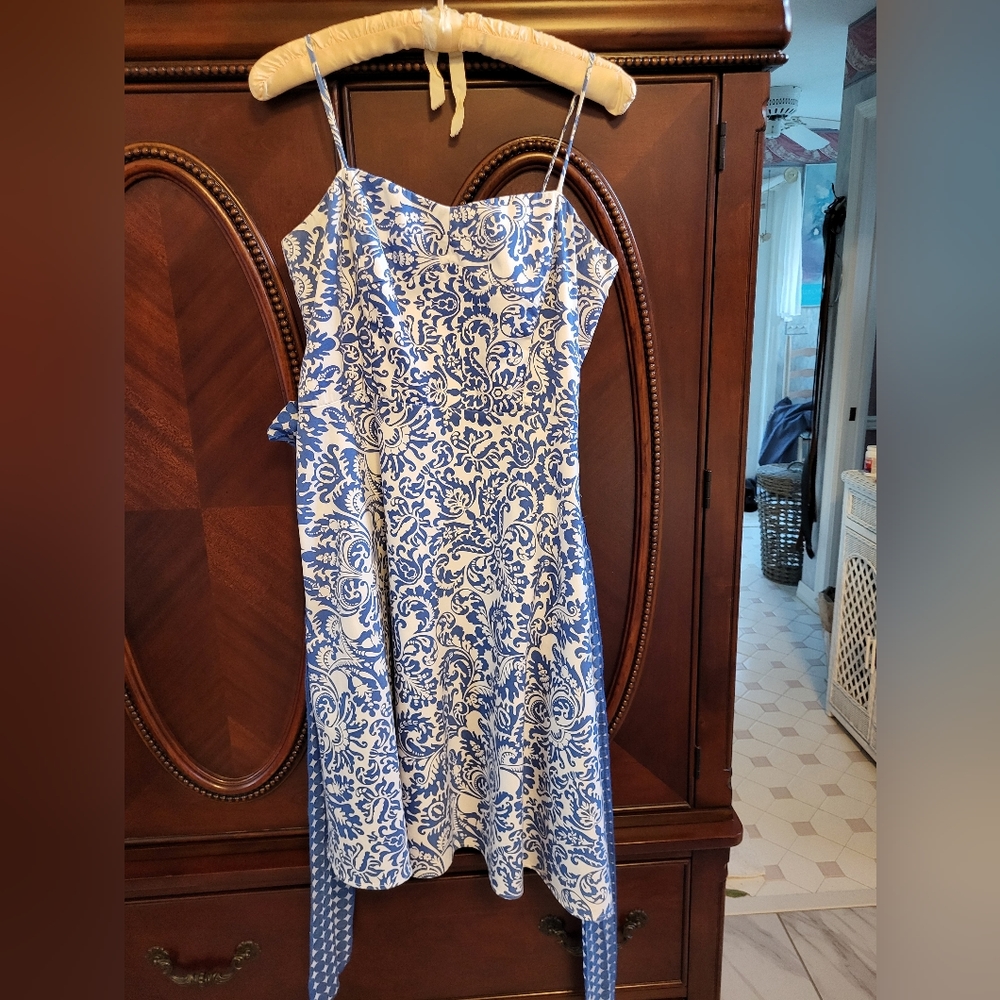 Blue and white paisley sundress  sz 10 petite